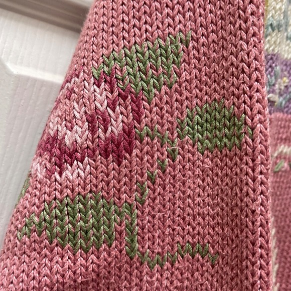 Vintage Handmade Women's Medium Spring Pastels Graphic Cardigan 90's Grannycore - Picture 5 of 15